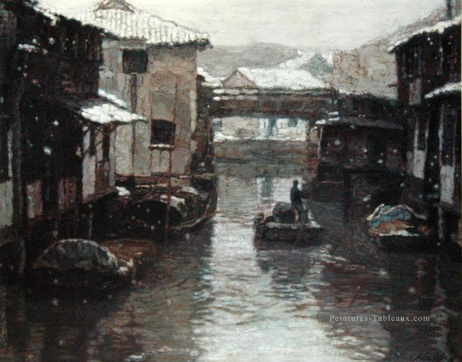 Neige couverte Paysage chinois Chen Yifei Peintures à l'huile
